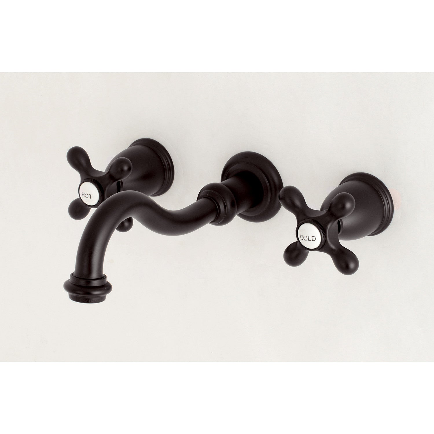 Kingston Heirloom KS3125AX - Vintage Double-Handle 3-Hole Wall Mount Bathroom Faucet, Oil Rubbed Bronze — thumbnail 3